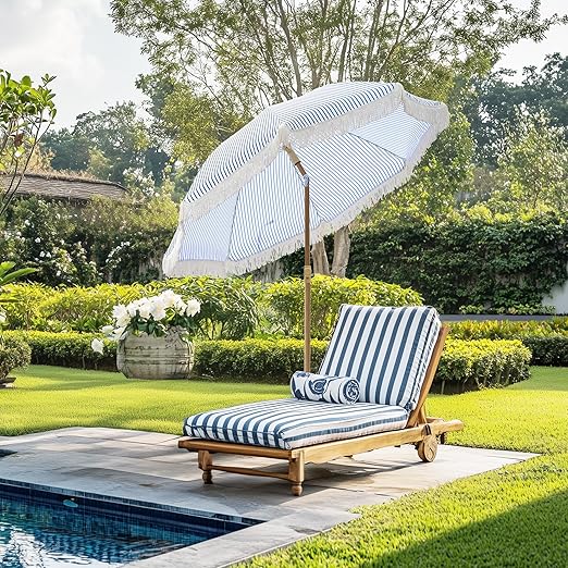 Photo 1 of Patio Umbrella with UPF 50+ Protection, 8 Ribs, Push Button Tilt - Versatile Outdoor Shade for Garden, Courtyard, and Beach