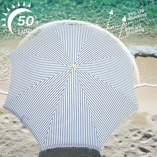 Photo 1 of Patio Umbrella with UPF 50+ Protection, 8 Ribs, Push Button Tilt - Versatile Outdoor Shade for Garden, Courtyard, and Beach