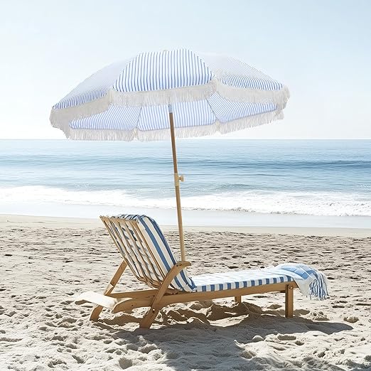 Photo 1 of Patio Umbrella with UPF 50+ Protection, 8 Ribs, Push Button Tilt - Versatile Outdoor Shade for Garden, Courtyard, and Beach