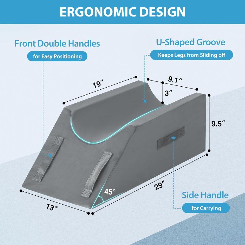 Photo 1 of Leg Elevation Pillows for After Surgery, Injury or Rest, Memory Foam Leg Elevating Pillow, Leg Pillow Elevation Blood Circulation, Knee Pillow Wedge Pillow for Knee Hip Ankle Pain Relief, Grey