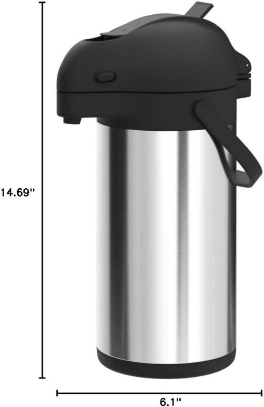 Photo 1 of Cresimo Coffee Carafe with Pump - 102oz / 3L Airpot 12 Hours Large Hot Water Carafe, Cocoa Dispenser for Parties - Tea Flask, Insulated Stainless Steel Air Pots for Hot Beverage Dispenser -Coffee Pump