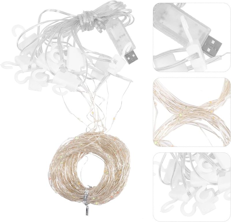 Photo 1 of jojofuny Led Curtain String Lights USB Wire Fairy Lights for Home Wedding and Party Decorations for Bedroom and Festival Ambiance