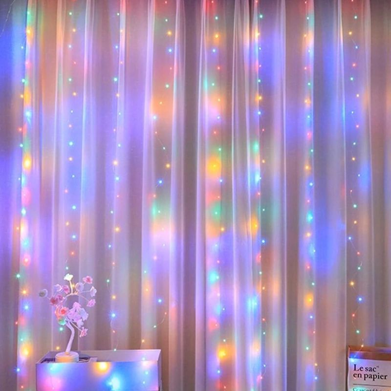 Photo 1 of jojofuny Led Curtain String Lights USB Wire Fairy Lights for Home Wedding and Party Decorations for Bedroom and Festival Ambiance