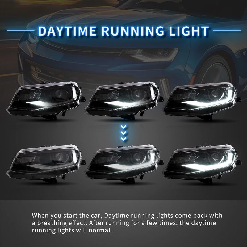 Photo 1 of VLAND LED Headlights & Smoked Taillights Compatible For [2016 2017 2018 Chevrolet Chevy Camaro] W/Welcome/Breathe Function Dynamic DRL & Sequential Turn, Dual Beam Lens, Driver side 