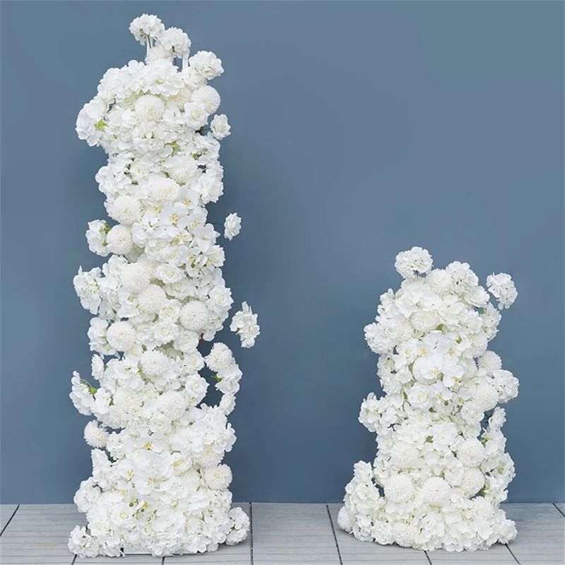Photo 1 of Folding Wrought-Iron Double Pipe Straight Square Shelf Wedding Stage Backdrop Flower Stand Props Event Party Floral Frame (White)