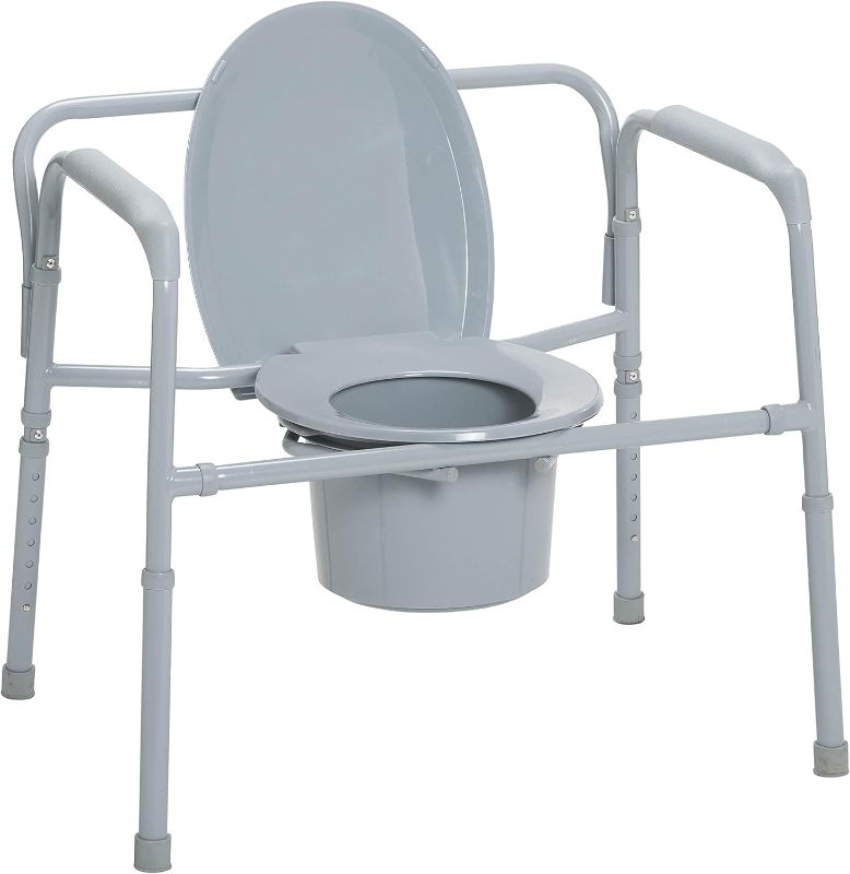 Photo 1 of HEALTHLINE Heavy Duty Commode Bariatric, Medical Bedside Folding Bariatric Commode Chair Toilet for Elderly Seniors Disabled, Wide, 650 lbs, Gray