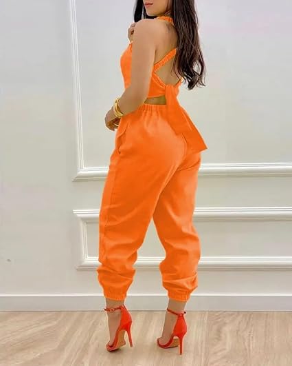 Photo 1 of Small -Sport Jumpsuits for Women Casual Summer Backless Pleated Strap Baggy Catsuit Overalls Sleeveless Loose Jumpers Rompers