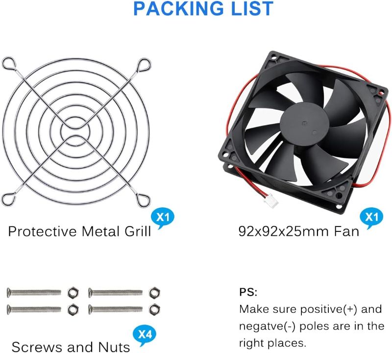 Photo 1 of GDSTIME 92mm x 92mm x 25mm 12V Dual Ball Bearings Brushless Cooling Fan for Desktops, Laptops, Servers, Switches with air tunnel.