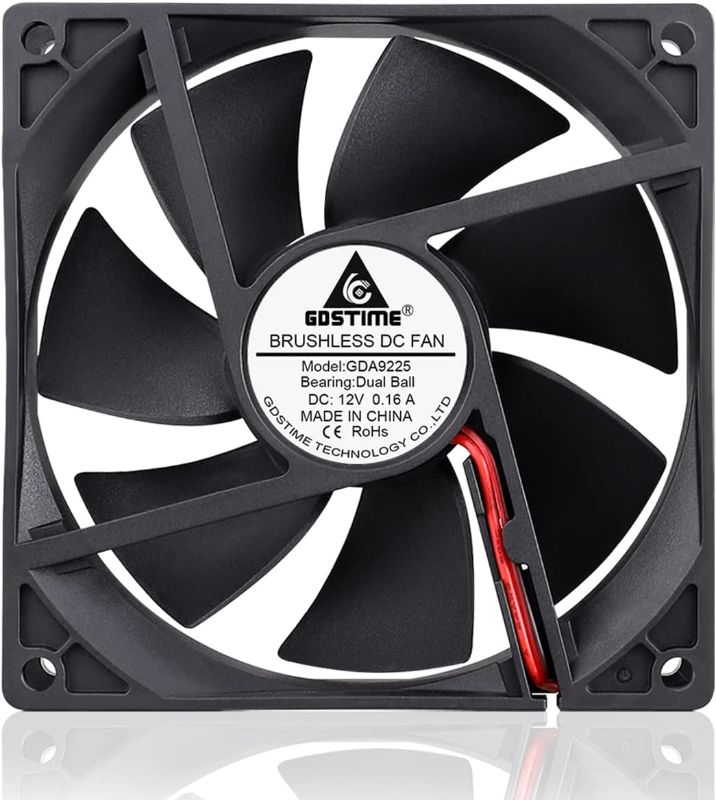 Photo 1 of GDSTIME 92mm x 92mm x 25mm 12V Dual Ball Bearings Brushless Cooling Fan for Desktops, Laptops, Servers, Switches with air tunnel.