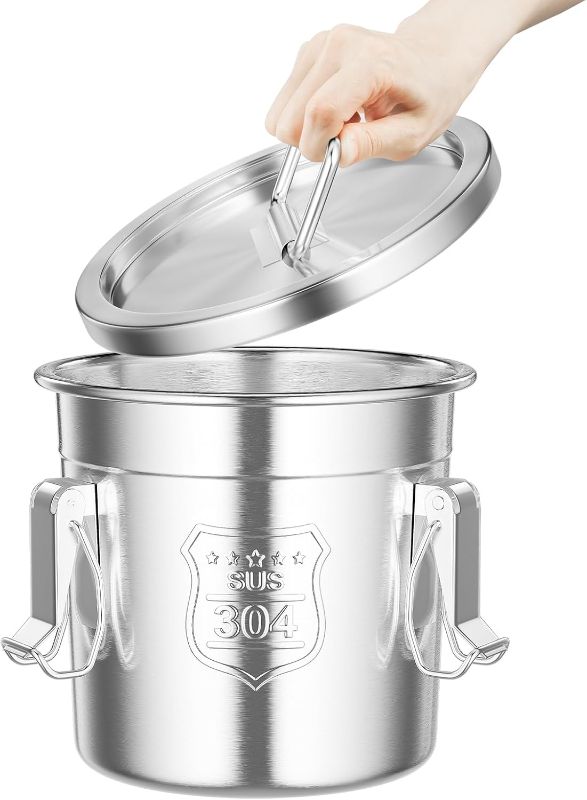 Photo 1 of 6L/1.31gal Stainless Steel Airtight Canister, 304 Stainless Steel Food Storage Canisters with Airtight Lid&Locking Clamp, Metal Kitchen Rice Milk Storage Bucket