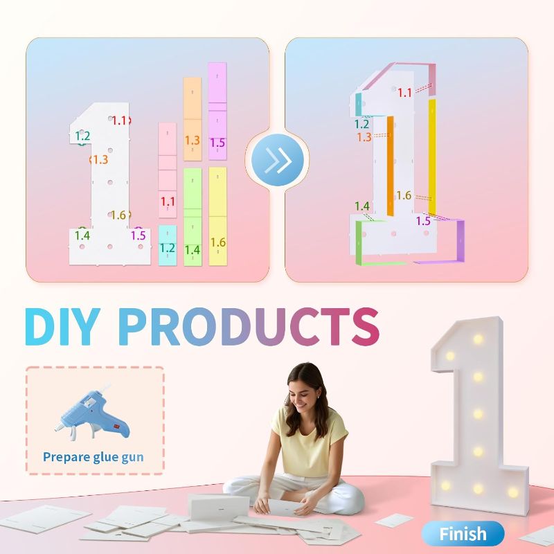 Photo 1 of imprsv 3FT Marquee Numbers 30, Light Up Numbers for 30th Birthday Decorations Anniversary Party Decor, Number 30 Light Up Number, Pre-Cut Foam Board Kit