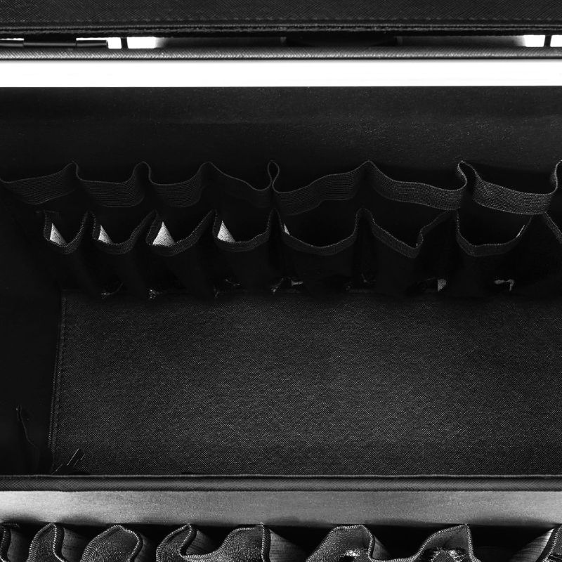 Photo 1 of Rolling Makeup Case Large Storage Cosmetic Trolley, Rolling Lockable Makeup Train Case, Stylist Beauty Salon Cosmetic Luggage Travel Organizer Tool Box with Hair Dryer Holder (Black)