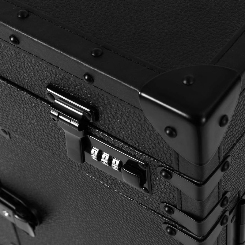 Photo 1 of Rolling Makeup Case Large Storage Cosmetic Trolley, Rolling Lockable Makeup Train Case, Stylist Beauty Salon Cosmetic Luggage Travel Organizer Tool Box with Hair Dryer Holder (Black)