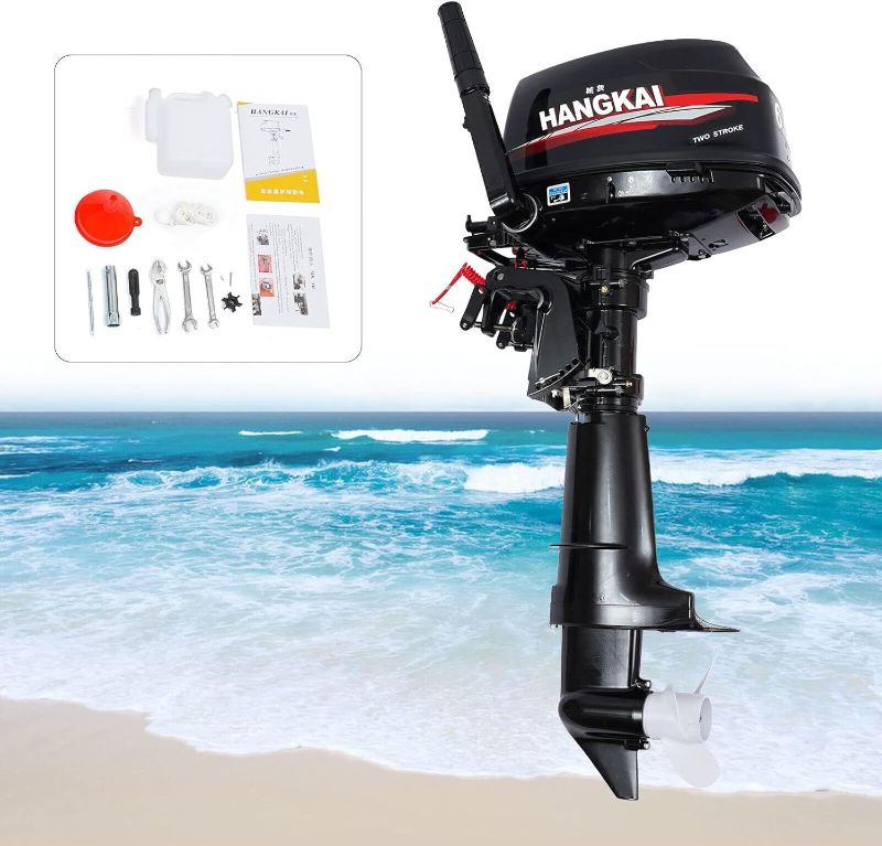 Photo 1 of Outboard Motor, Vessel Outboard Motor 2-Stroke 6HP 102CC Heavy Duty Fishing Boat Motor Boat Engine Water Cooling System W/CDI System