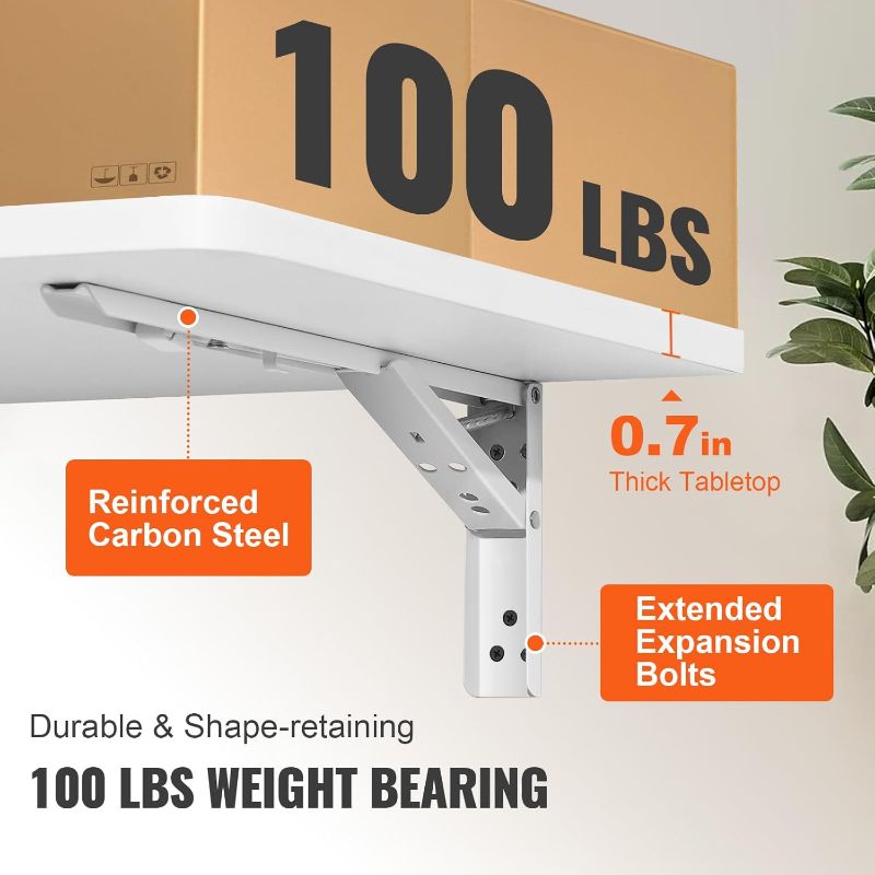 Photo 1 of VEVOR Wall Mounted Folding Table, Wall Mount Drop Leaf Tables, Wooden Floating Desk for Dining, Laundry Room, Office, 23.6" x 15.6" Fold Down Desk with Carbon Steel Bracket