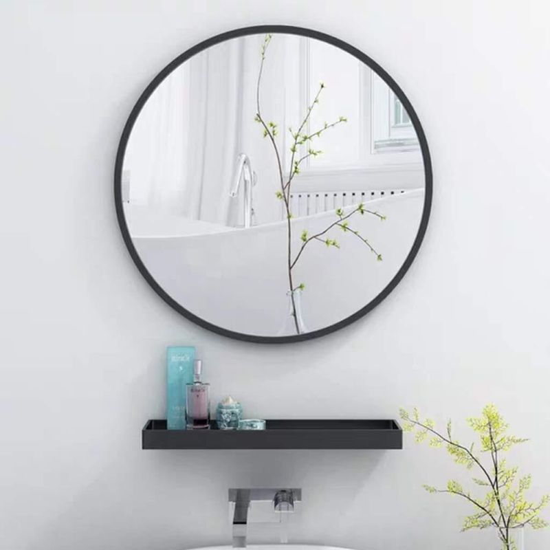 Photo 1 of Decorative HD Wall Mirror 15.7" - 27.6" Large Round Wall Mirror - Brushed Bronze Wall Hanging Mirror Metal Framed Decorative Bedroom Bathroom Living Room Hallway Elegant Design - black