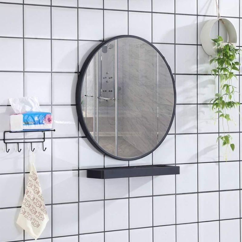 Photo 1 of Decorative HD Wall Mirror 15.7" - 27.6" Large Round Wall Mirror - Brushed Bronze Wall Hanging Mirror Metal Framed Decorative Bedroom Bathroom Living Room Hallway Elegant Design - black
