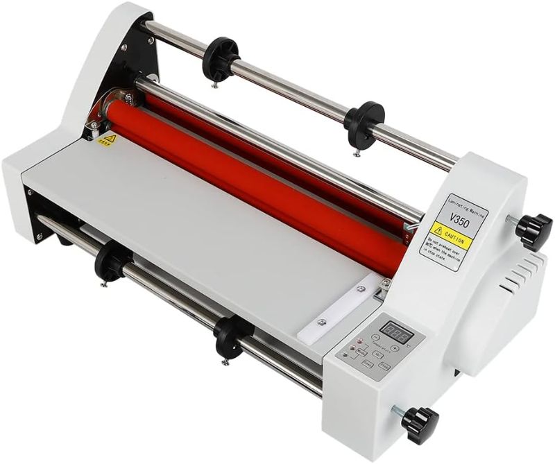Photo 1 of V350 Hot Cold Roll Laminator, 13" Electronic Laminating Machine Single & Dual Sided 350mm Digital Display Temperature Control with 4 Rollers for Office(US Stock)