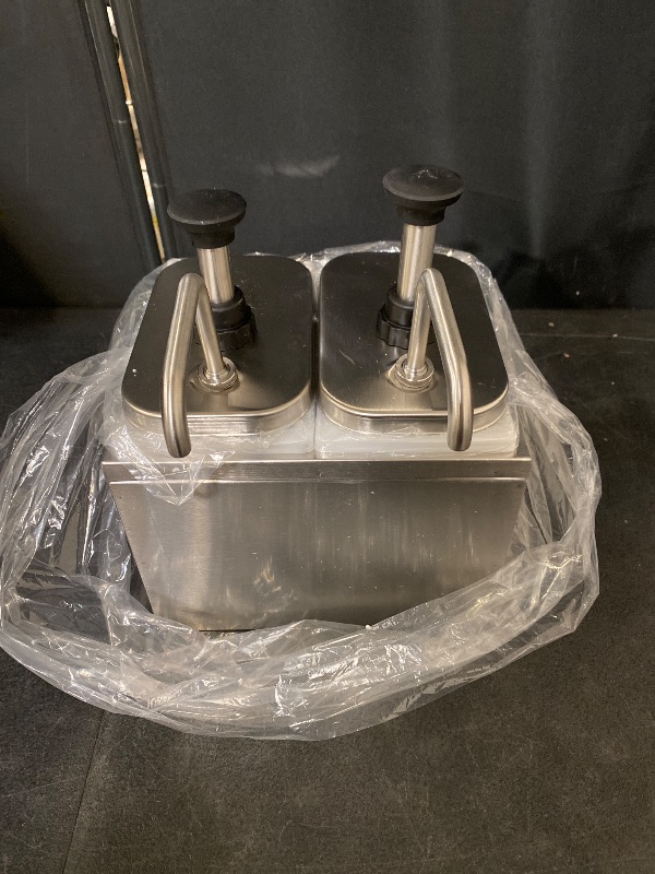 Photo 1 of Double Cheese Dispenser with Pump Hot Fudge Warmer Manual Sauce Warmer for Nacho Cheese and Chocolate 2x2l Capacity (Double Cheese Pump)