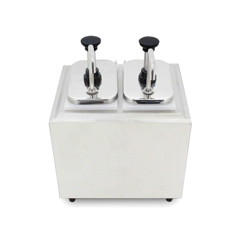 Photo 1 of Double Cheese Dispenser with Pump Hot Fudge Warmer Manual Sauce Warmer for Nacho Cheese and Chocolate 2x2l Capacity (Double Cheese Pump)