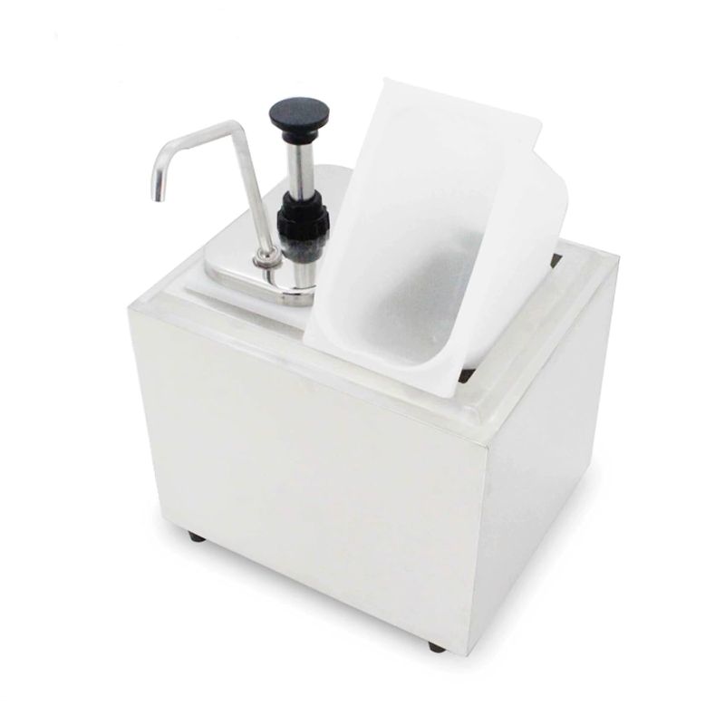 Photo 1 of Double Cheese Dispenser with Pump Hot Fudge Warmer Manual Sauce Warmer for Nacho Cheese and Chocolate 2x2l Capacity (Double Cheese Pump)