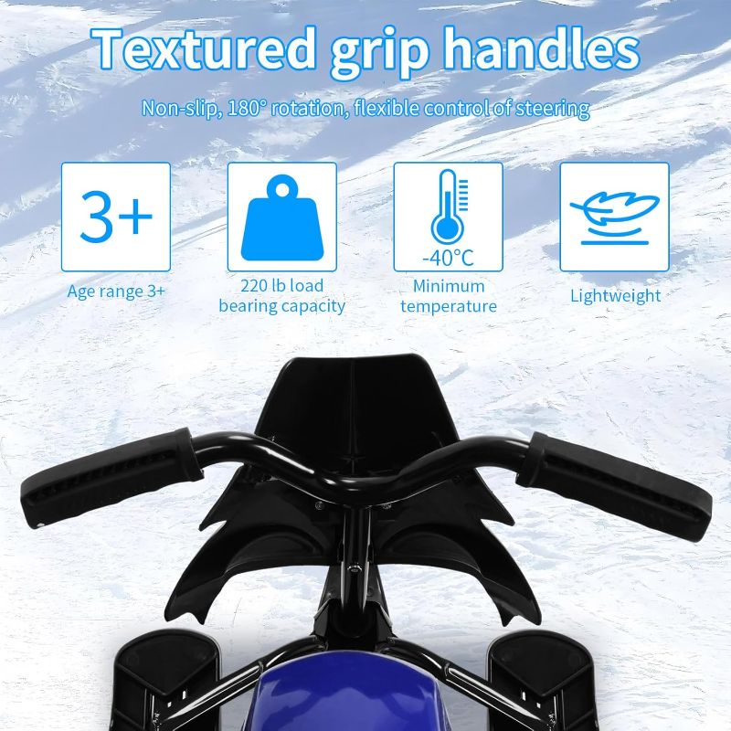 Photo 1 of Kids Racer Sled with Directional Control Handle, Double Brakes - Baby Safe Snow Sled for Uphill & Downhill