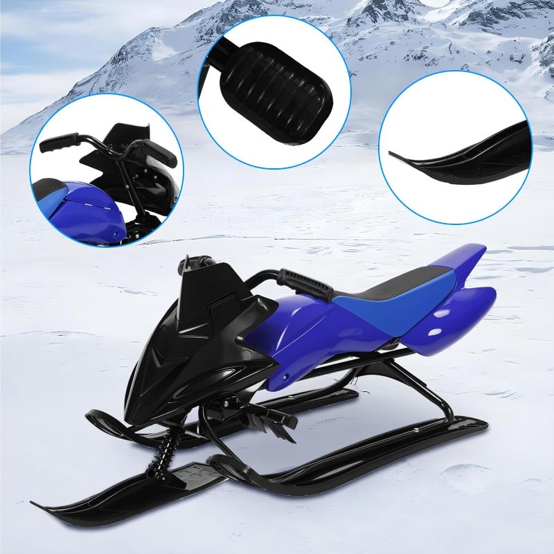 Photo 1 of Kids Racer Sled with Directional Control Handle, Double Brakes - Baby Safe Snow Sled for Uphill & Downhill
