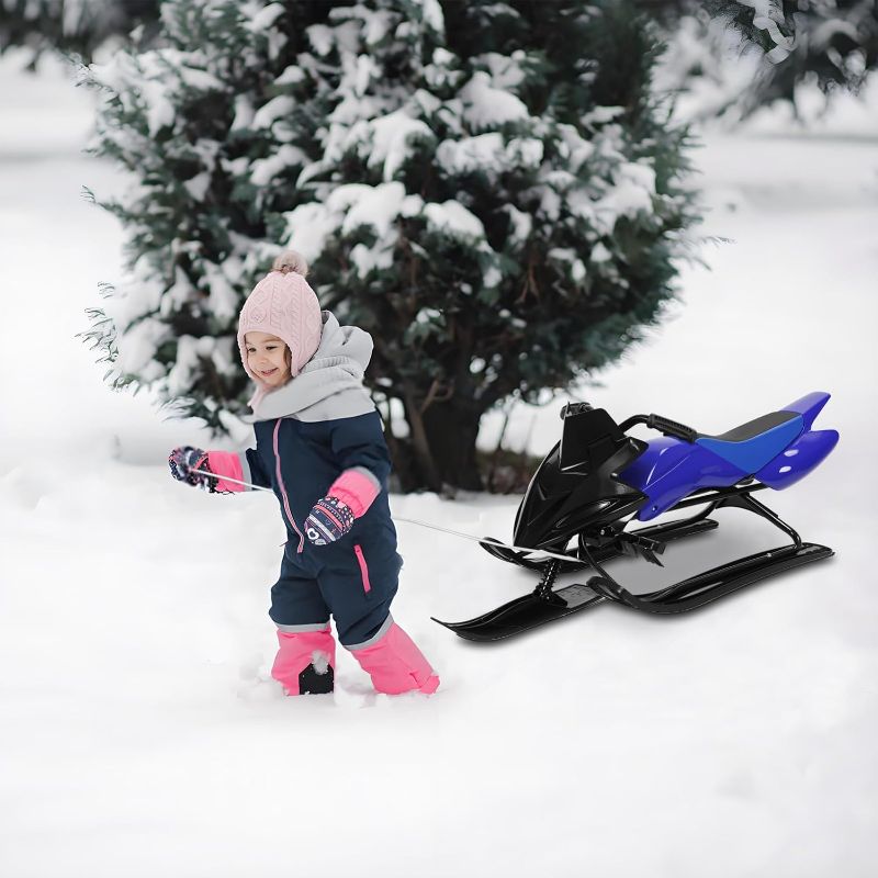Photo 1 of Kids Racer Sled with Directional Control Handle, Double Brakes - Baby Safe Snow Sled for Uphill & Downhill