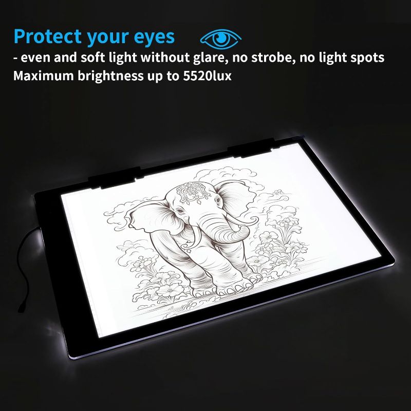 Photo 1 of Rechargeable A2 Light Pad, Wireless Battery Powered Artist Tracing Light Box, 3 Colors/6-Level/Stepless Adjusted Brightness Large Light Board for Diamond Painting, Cricut Weeding Vinyl, Art