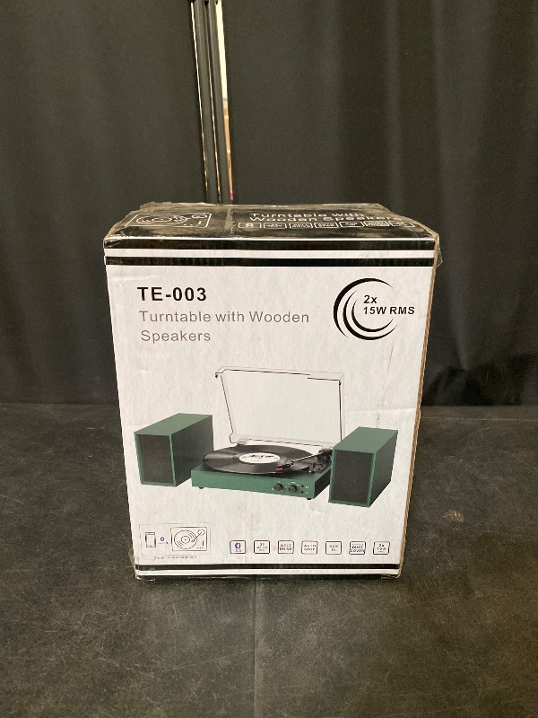 Photo 1 of Record Player with Speakers and USB Encoding, Belt Driven Bluetooth Vintage Vinyl LP Turntable with 20W Power External Speakers, 3 Speed 3 Size, Auto Stop, Dust Cover, RCA/AUX, Green