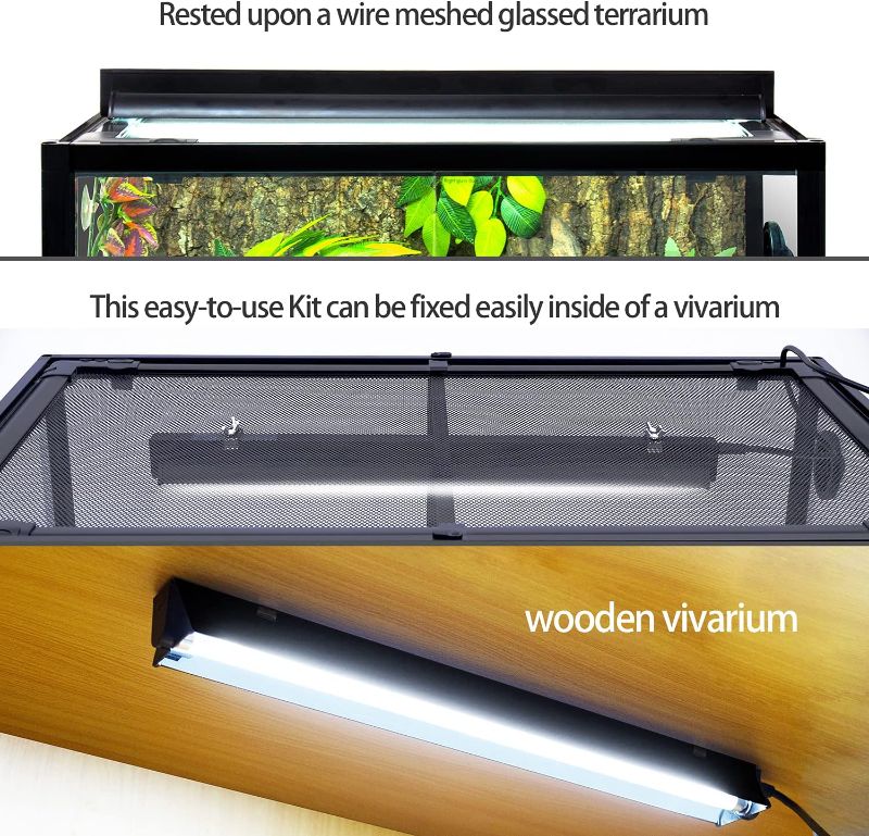 Photo 1 of REPTI ZOO T5 HO UVB Lighting Combo Kit, Terrarium Hood Comes with Desert 10.0 UVB T5 Lamp (54W)