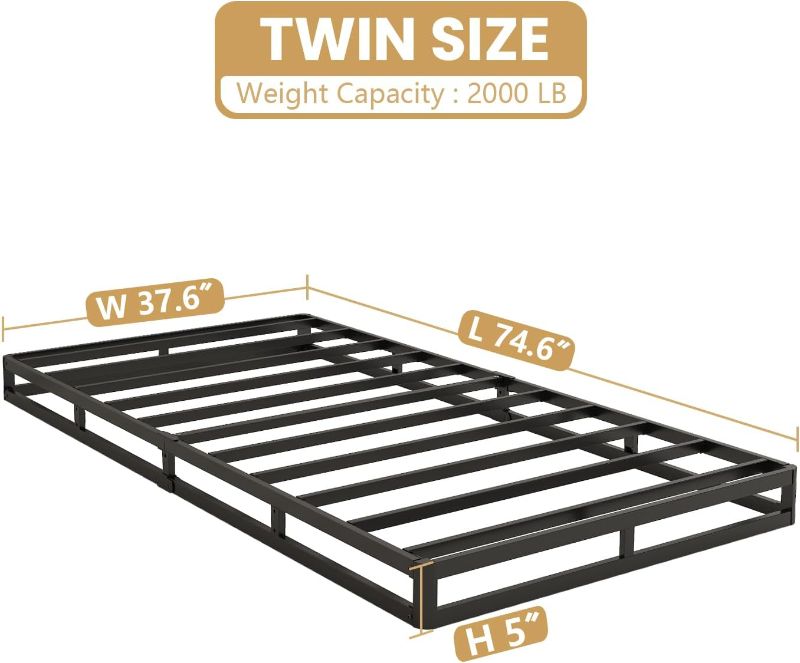 Photo 1 of Box Spring for Twin Bed, 5 inch Twin Box Spring Only, Strong Metal Frame Mattress Foundation, No Noise, Easy Assembly