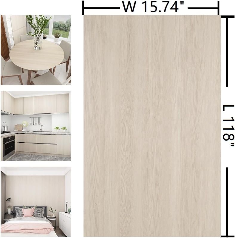 Photo 1 of Beige Cherry Wood Wallpaper Peel and Stick Wallpaper Thick Wood Grain Contact Paper for Cabinets Countertops Waterproof Self Adhesive Light Wood Contact Paper Vinyl Wall Paper 15.74" x 118"