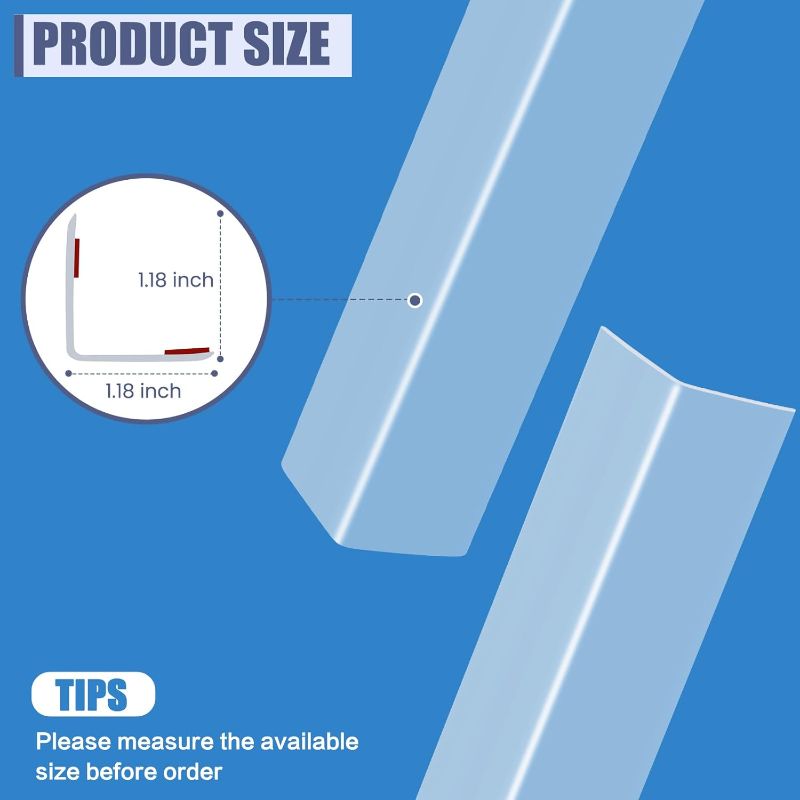 Photo 1 of 2PCS Clear Self-Adhesive Wall Corner Protectors Corner Guards & Edge Protector for Wall Door Frame Cabinet Baseboard & Door, Table, Stair (31.5" X 1.18")