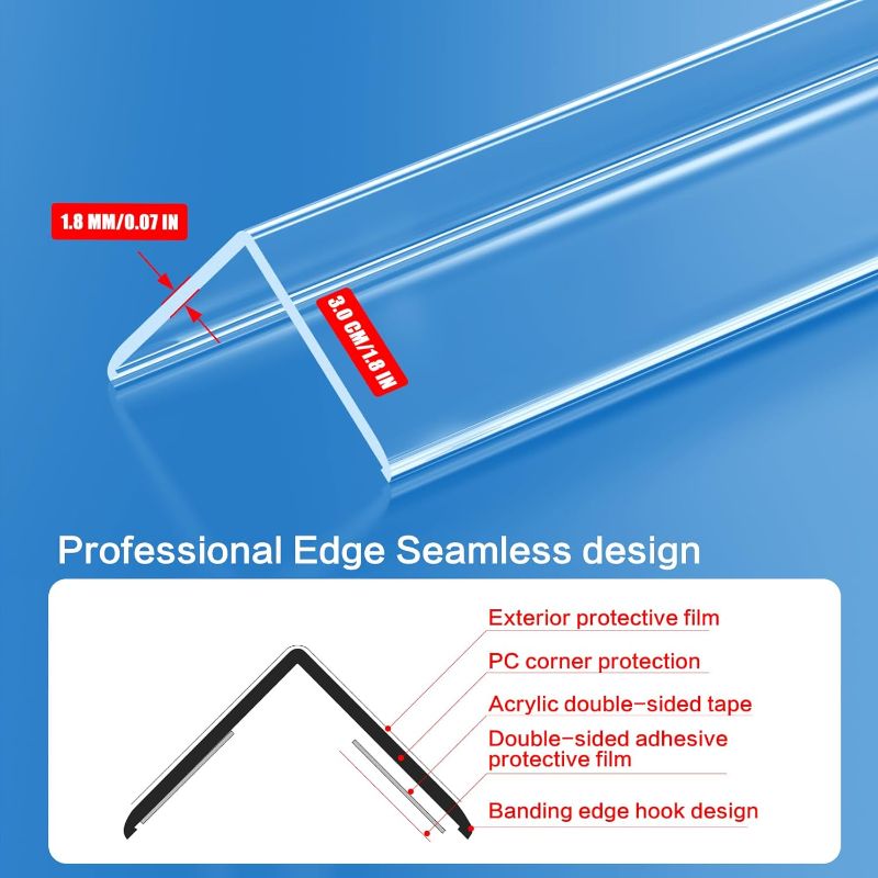 Photo 1 of 2PCS Clear Self-Adhesive Wall Corner Protectors Corner Guards & Edge Protector for Wall Door Frame Cabinet Baseboard & Door, Table, Stair (31.5" X 1.18")