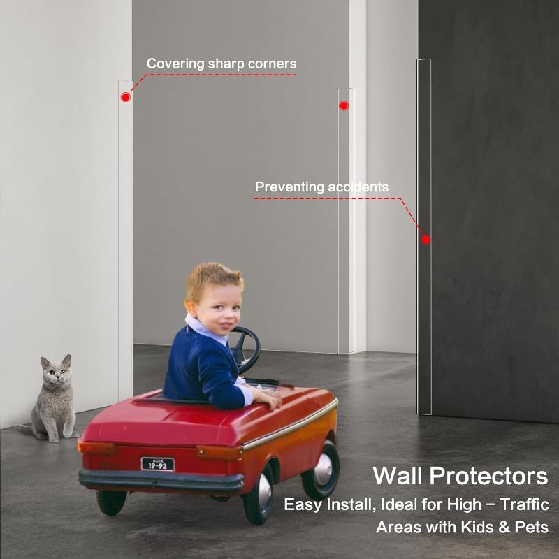 Photo 1 of 2PCS Clear Self-Adhesive Wall Corner Protectors Corner Guards & Edge Protector for Wall Door Frame Cabinet Baseboard & Door, Table, Stair (31.5" X 1.18")