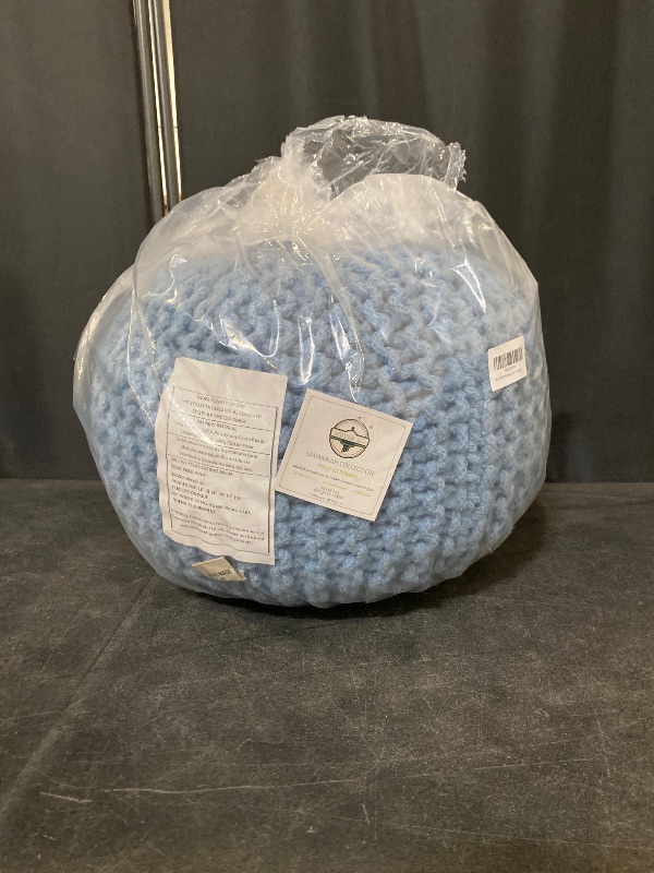 Photo 1 of BIRDROCK HOME Round Pouf Ottoman | Cotton Braided Foot Stool with Bean Bag Filling | Boho Foot Rest for Living Room & Bedroom | Compact & Comfortable Seating, Lightweight & Soft | Soft Blue