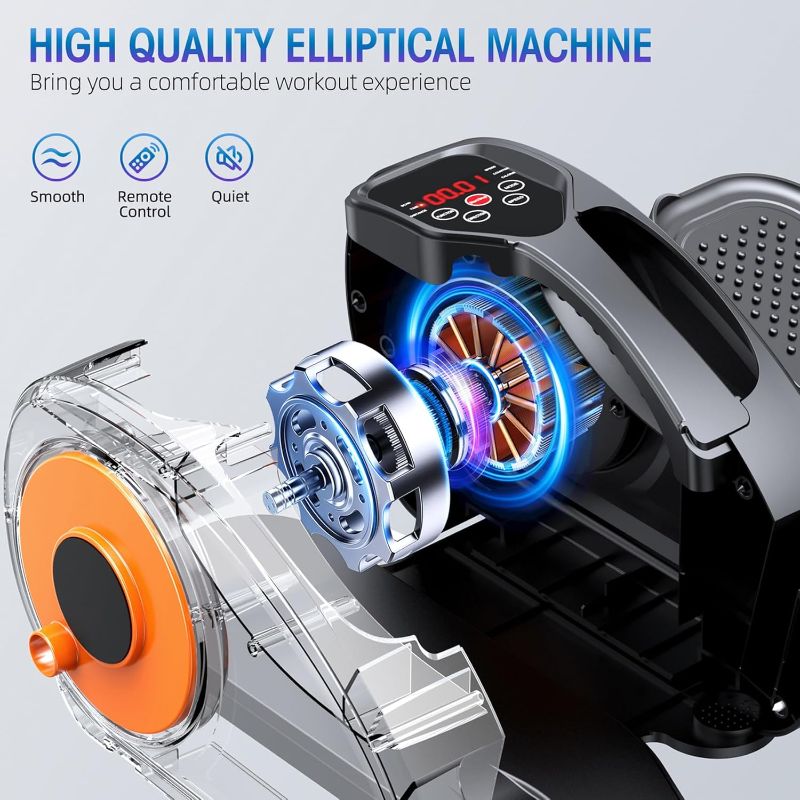 Photo 1 of Under Desk Elliptical Machine, Ellipse Leg Exerciser for Seniors Fully Assembled, Quiet & Portable Electric Seated Pedal Exerciser with Remote Control & 12 Adjustable Speeds