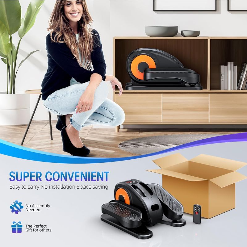Photo 1 of Under Desk Elliptical Machine, Ellipse Leg Exerciser for Seniors Fully Assembled, Quiet & Portable Electric Seated Pedal Exerciser with Remote Control & 12 Adjustable Speeds