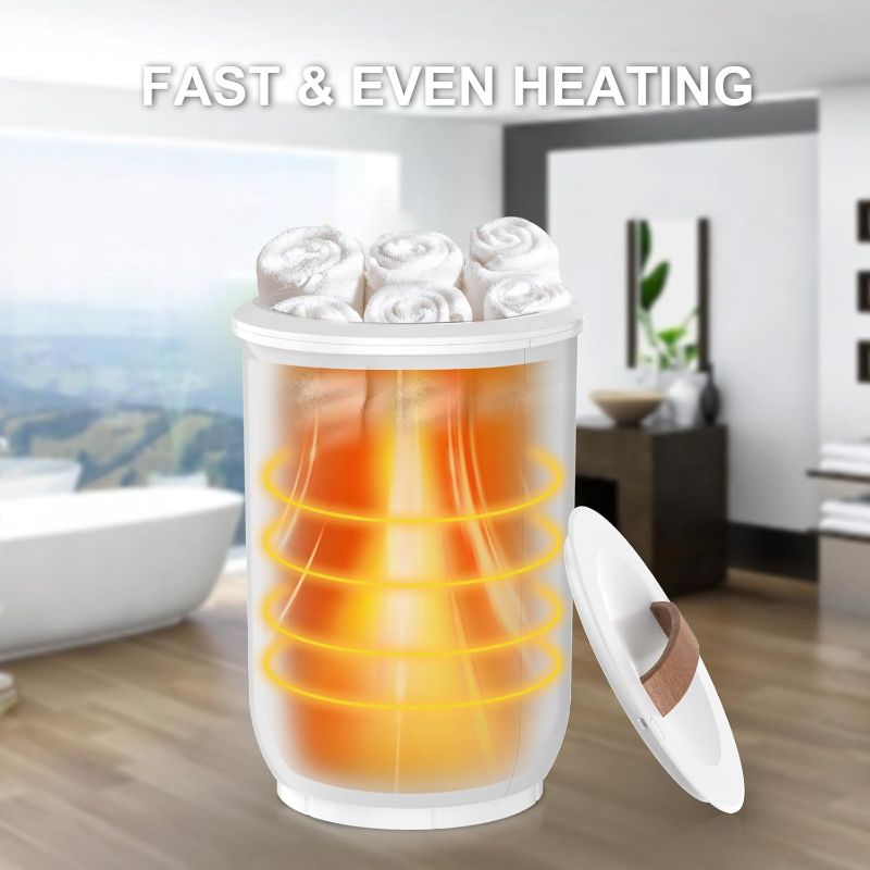 Photo 1 of Large Towel Warmer for Bathroom - Heated Towel Warmers Bucket, Wood Handle, Auto Shut Off, Fits Up to Two 40"X70" Oversized Towels, Bathrobes, Blankets, Best Ideal for Mother's Gifts