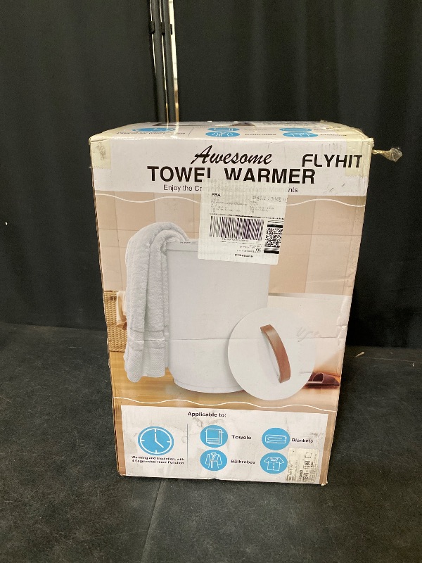 Photo 1 of Large Towel Warmer for Bathroom - Heated Towel Warmers Bucket, Wood Handle, Auto Shut Off, Fits Up to Two 40"X70" Oversized Towels, Bathrobes, Blankets, Best Ideal for Mother's Gifts