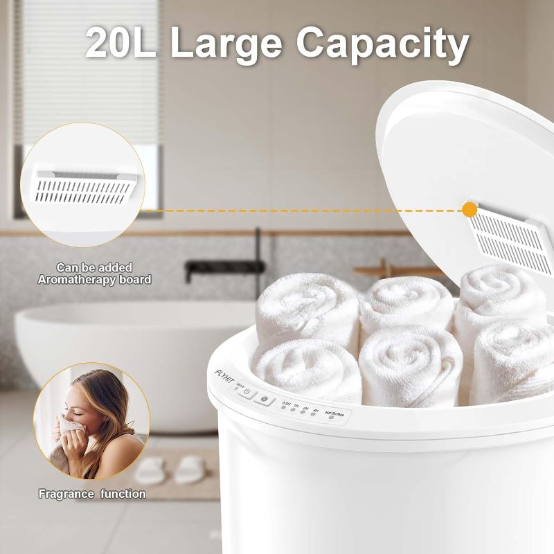 Photo 1 of Large Towel Warmer for Bathroom - Heated Towel Warmers Bucket, Wood Handle, Auto Shut Off, Fits Up to Two 40"X70" Oversized Towels, Bathrobes, Blankets, Best Ideal for Mother's Gifts