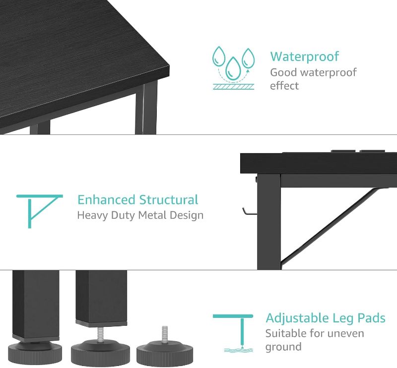 Photo 1 of Lufeiya 39 inch Computer Desk with Power Outlet, 40 inch Teen Study Table Home Office Work Writing Desks with Charging Station Outlets Built in, Black