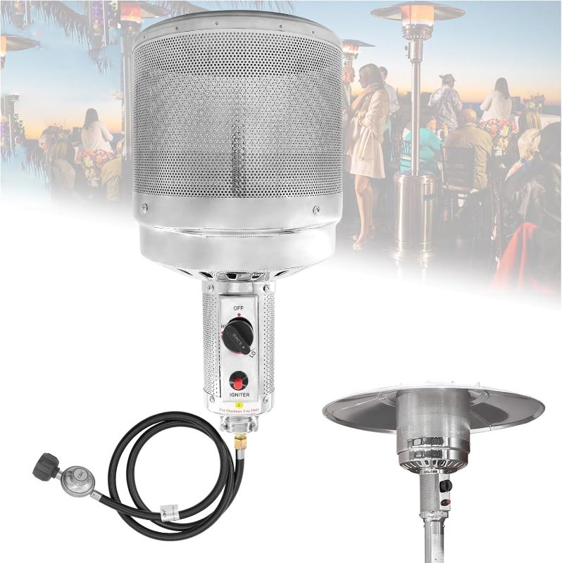 Photo 1 of elysia 46,000 BTU Patio Heater Burner Head Replacement Assembly for Outdoor Propane Patio Heaters 304 Stainless Steel Double Cover Burner(Only Fit 2.55In Pole)
