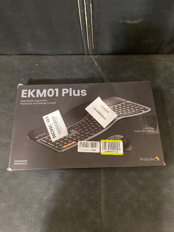 Photo 1 of ProtoArc Ergonomic Wireless Keyboard Mouse, EKM01 Plus Full Size Ergo Bluetooth Keyboard Mouse Combo, Split Design, Wrist Rest, Multi-Device, Rechargeable, for Windows/Mac OS - Black