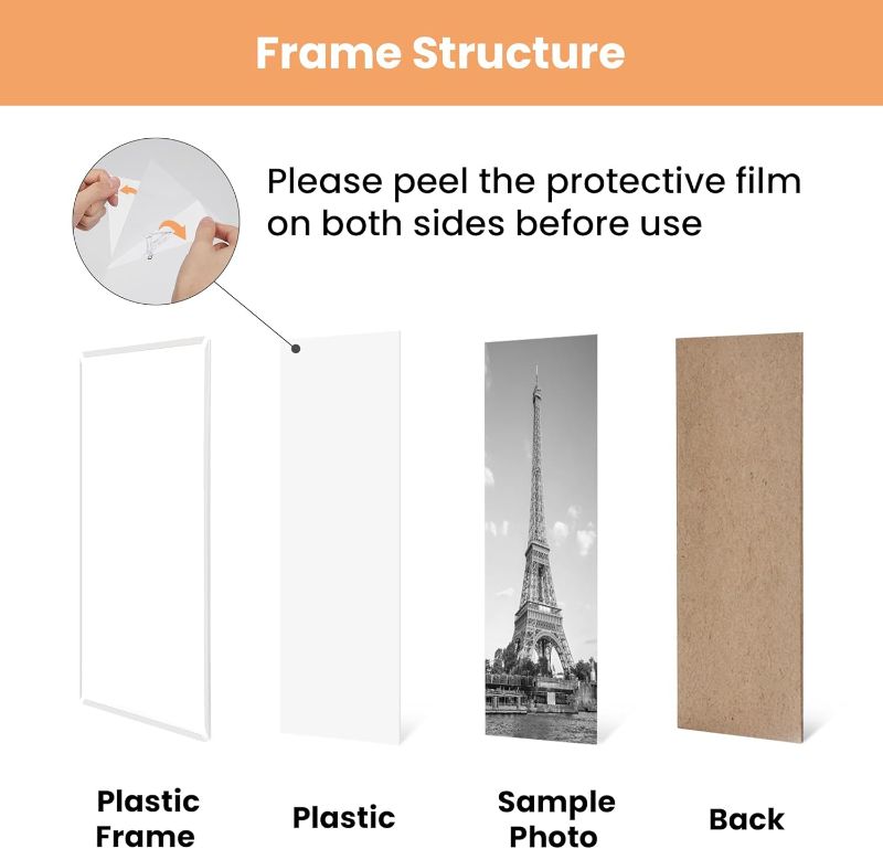 Photo 1 of upsimples 16x24 Picture Frame White 3 Pack, Scratch-Proof Poster Frames 16 x 24 for Photo Gallery - Slide-In Strips, Horizontal or Vertical Wall Mounting