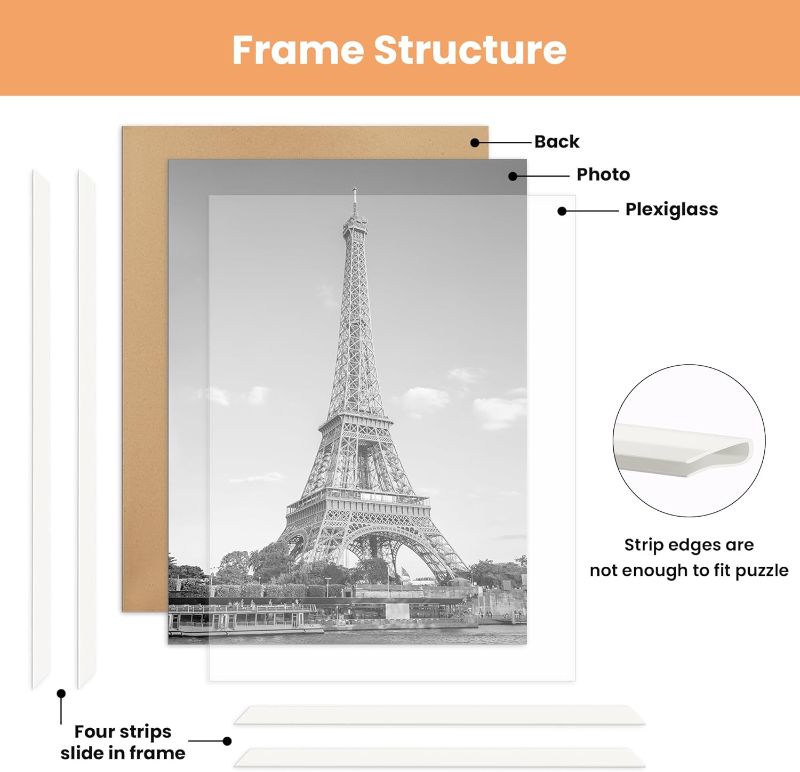 Photo 1 of upsimples 16x24 Picture Frame White 3 Pack, Scratch-Proof Poster Frames 16 x 24 for Photo Gallery - Slide-In Strips, Horizontal or Vertical Wall Mounting