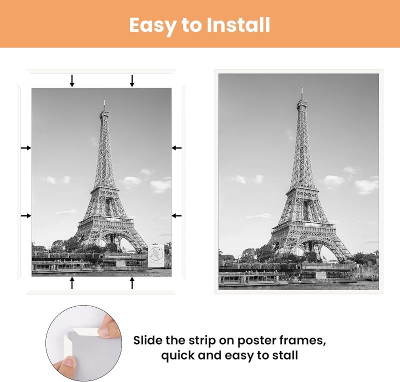 Photo 1 of upsimples 16x24 Picture Frame White 3 Pack, Scratch-Proof Poster Frames 16 x 24 for Photo Gallery - Slide-In Strips, Horizontal or Vertical Wall Mounting