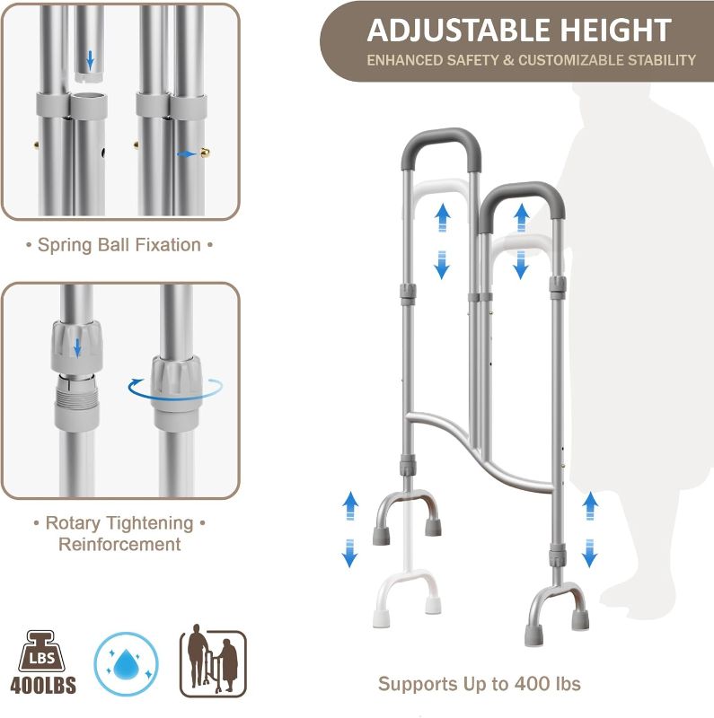 Photo 1 of Stairs Climbing Assist Cane Senior Walker for Climbing Stairs, 2-in-1 Adjustable Height Walker Cane for Elderly Use on Both Flat Surfaces and Stairs, Standard Walker Climbing Cane