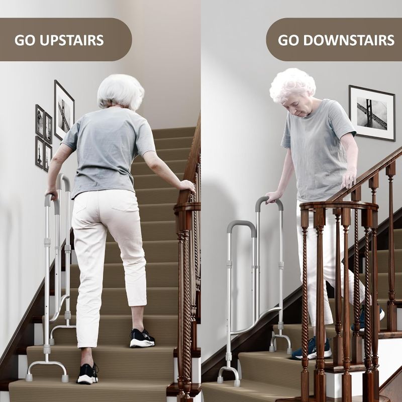 Photo 1 of Stairs Climbing Assist Cane Senior Walker for Climbing Stairs, 2-in-1 Adjustable Height Walker Cane for Elderly Use on Both Flat Surfaces and Stairs, Standard Walker Climbing Cane